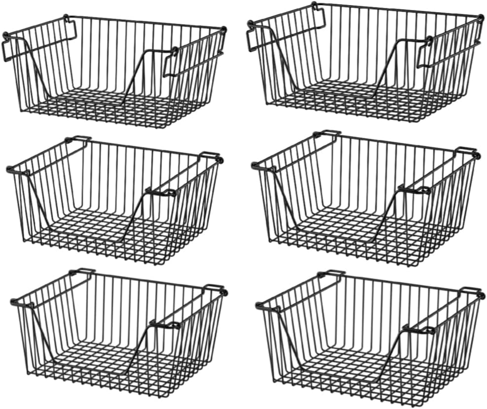 14ft' Black Stackable Storage Baskets for Home Kitchen Organization
