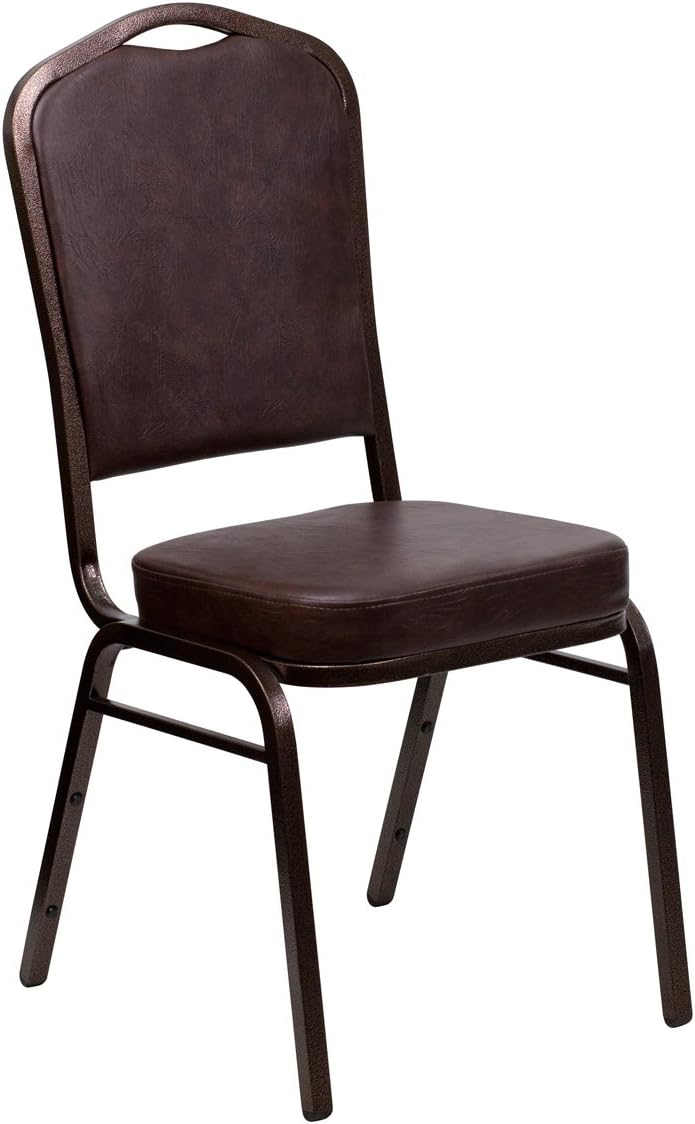 HERCULES Series Crown Back Stacking Banquet Chair - Brown Vinyl