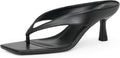 Womens Kitten Heel Square Toe Sandals - Black Dressy Slip On