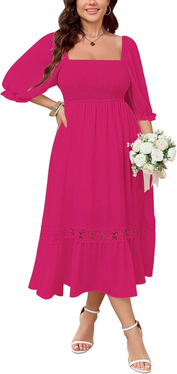 SCOMCHIC Plus Size Maxi Dress for Wedding Guests and Parties