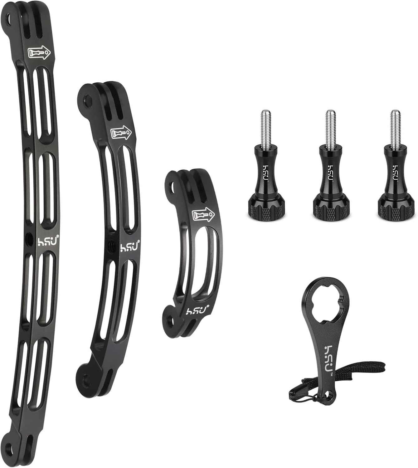 HSU Aluminum Alloy Curved Extension Arm Kit for Action Cameras
