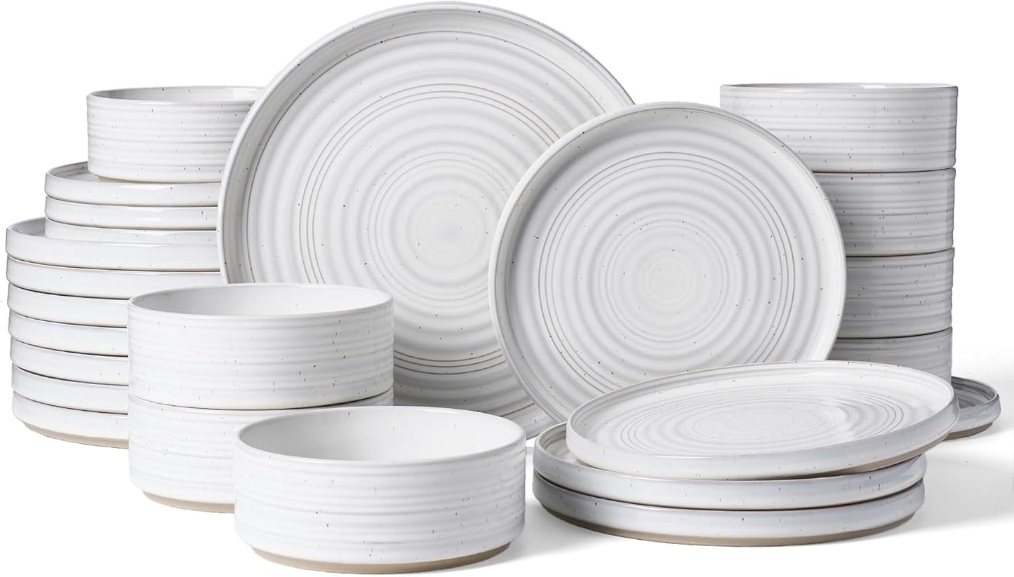 Stoneware Dinnerware Sets for 8 - 24 Piece Spiral Dish Set