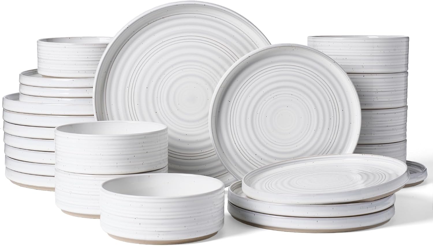 Stoneware Dinnerware Sets for 8 - 24 Piece Spiral Dish Set