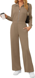 One Piece Jumpsuits for Women Casual Half Zip Wide Leg - Travel Ready