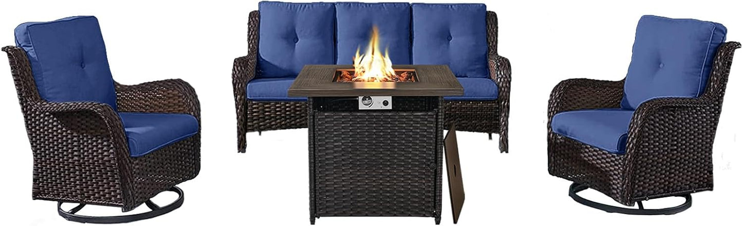 Outdoor Patio Furniture Set with Propane Fire Pit Table