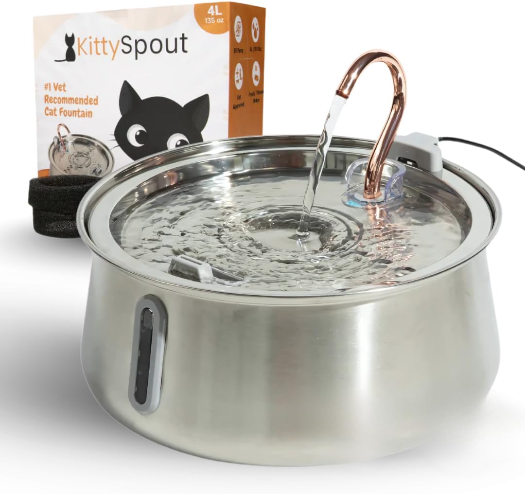 KittySpout 2.0 Large Capacity Stainless Steel Cat Water Fountain