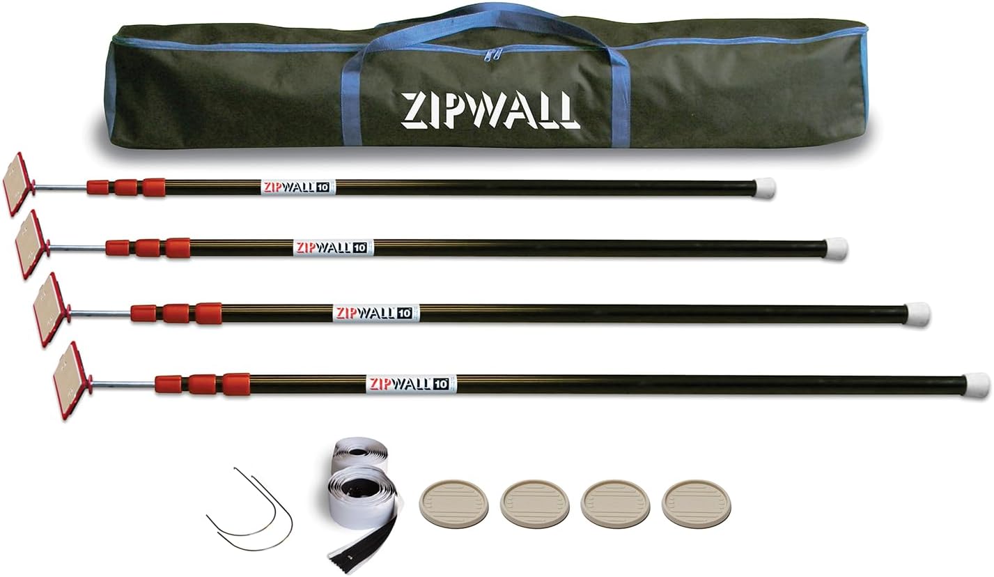 ZIPWALL ZP4 ZipPole 10 Foot Spring Barrier for Dust Protection