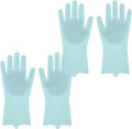Silicone Dishwashing Gloves 2 Pairs - Reusable Scrubbing & Heat