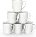 Elegant White Coffee Mugs Set of 6, 16 Oz Porcelain Cups