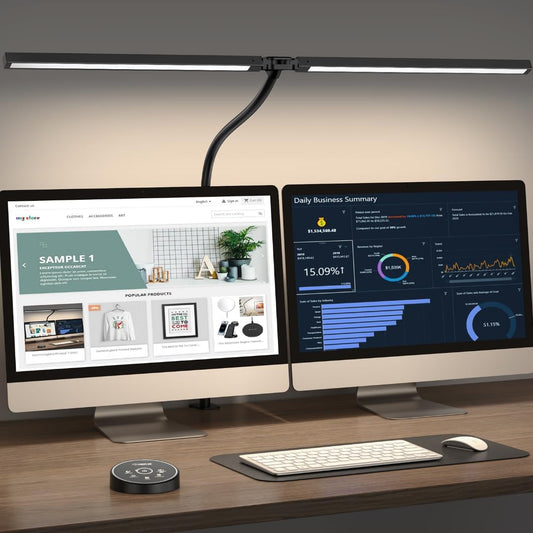 24W Eye-Caring LED Desk Lamp with Clamp - Dual Screen Lighting