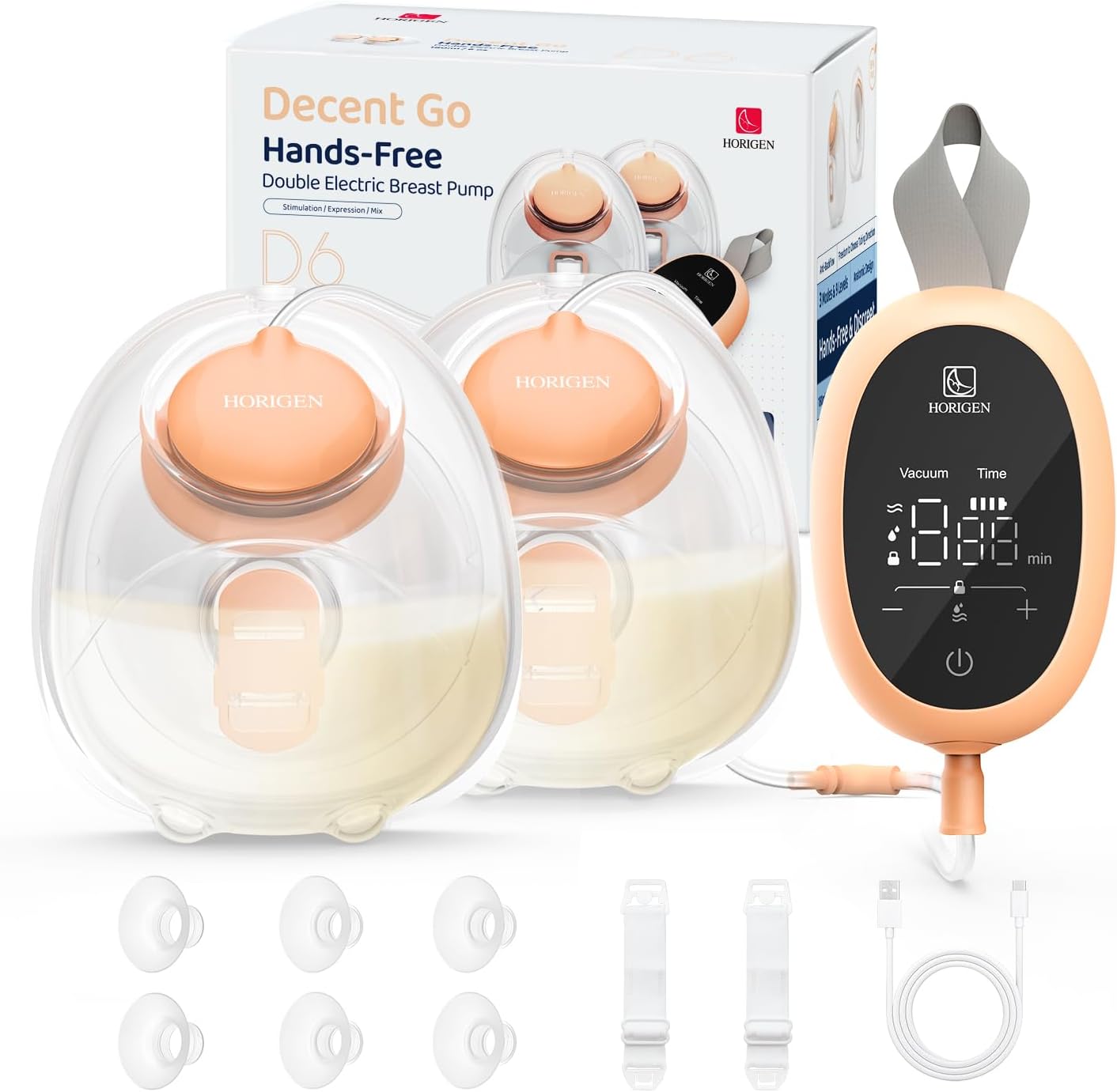 Wearable Hands Free Breast Pump D6 with Strong Suction & Modes