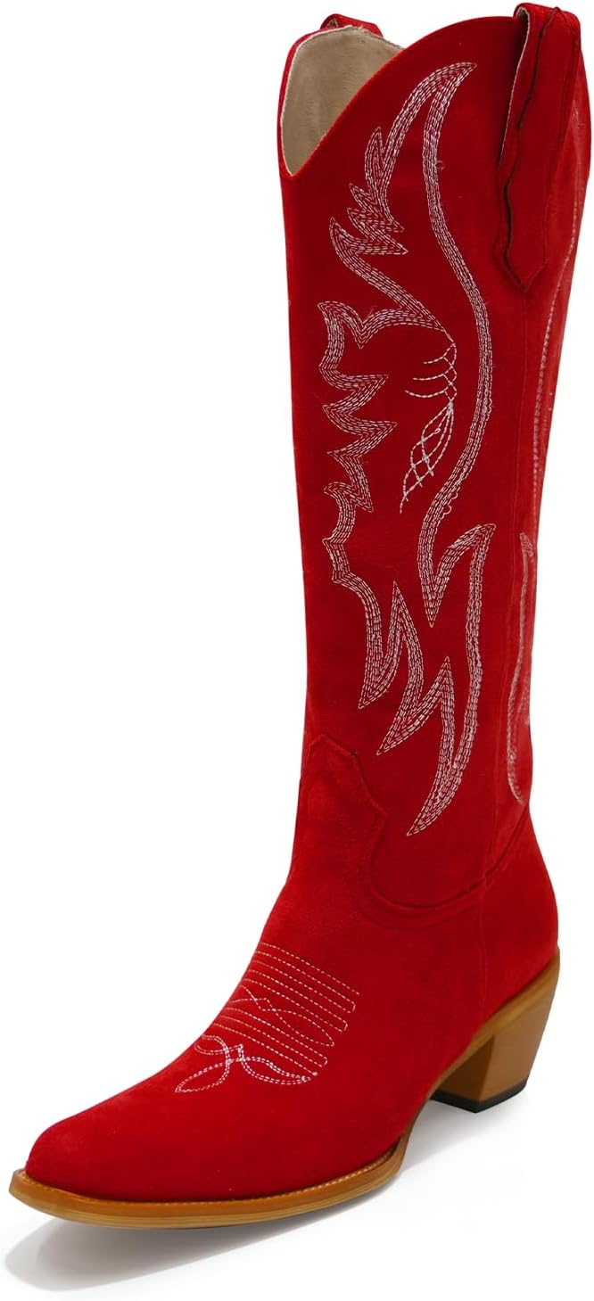 GORBINETI Women Cowboy Boots Mid Calf Stylish Western Design