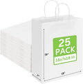 Large White Paper Bags with Handles 18x7x18 in - Sturdy Kraft Gift