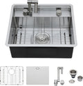 Logmey 21x18 in Outdoor Kitchen Undermount Sink - Durable 16-Gauge
