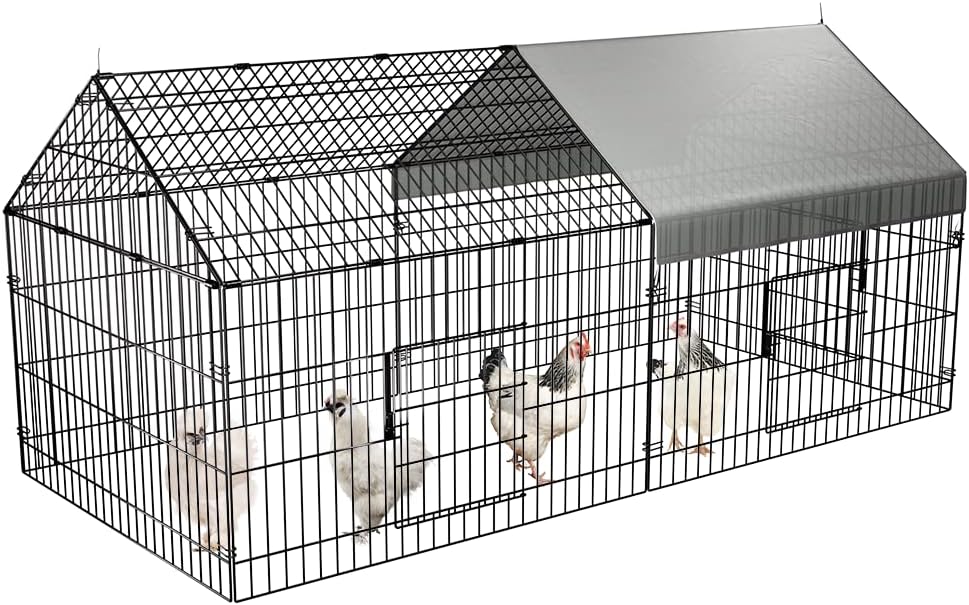 PawGiant Chicken Coop 86in40in Outdoor Metal Run for Small Animals