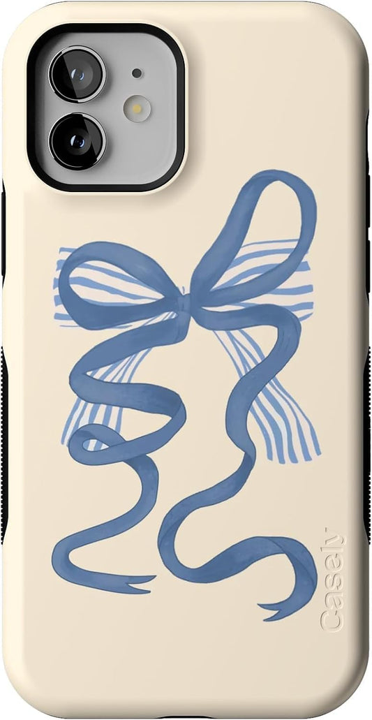Casely iPhone 12/12 Pro Case - Heartstrings Blue Bow Design