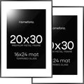 20x30 Poster Frame Black with 16x24 Mat - Sleek Matte Metal Frame