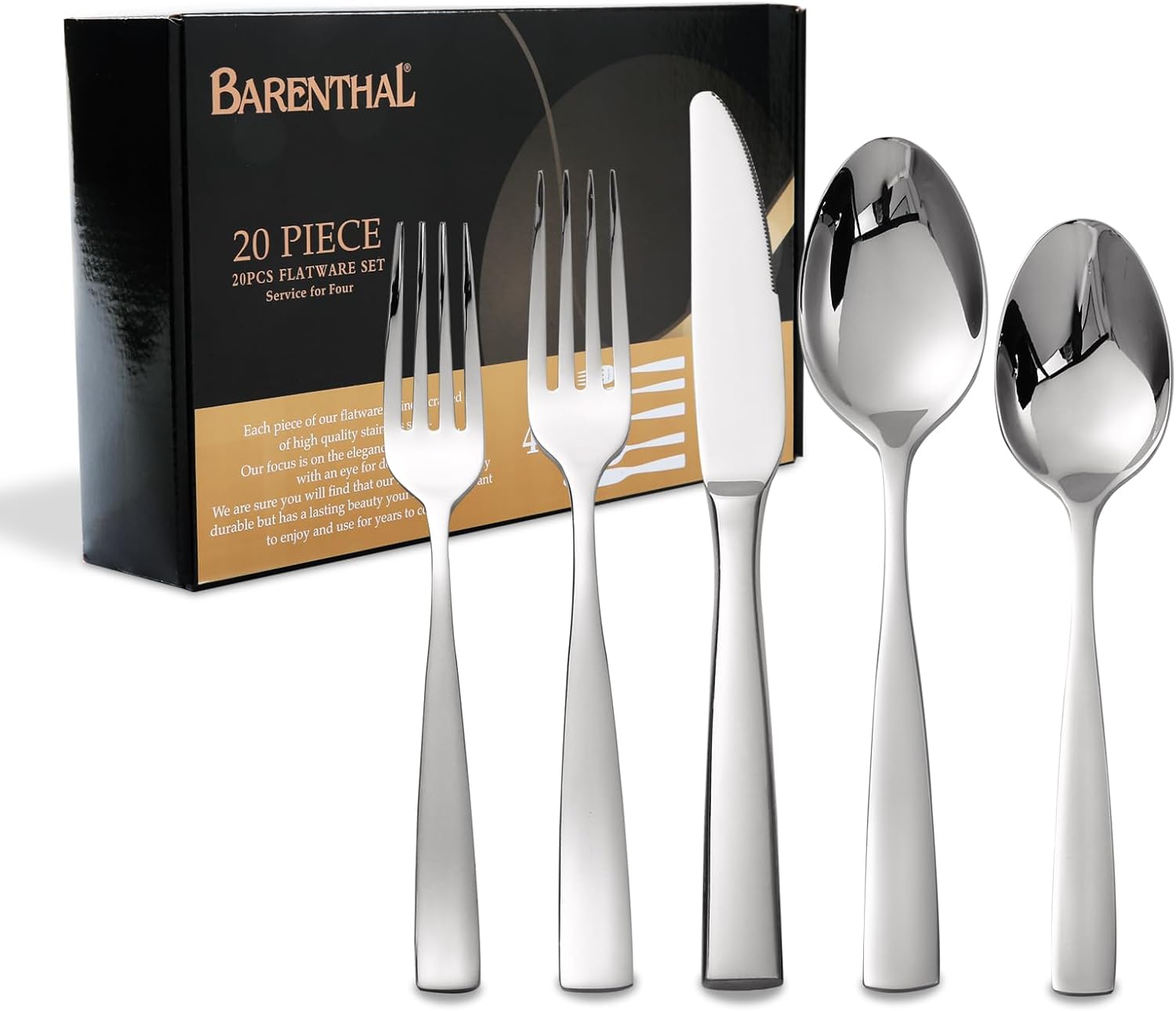 Luxury Heavy Duty Silverware Set for 4 - 20 Piece Flatware