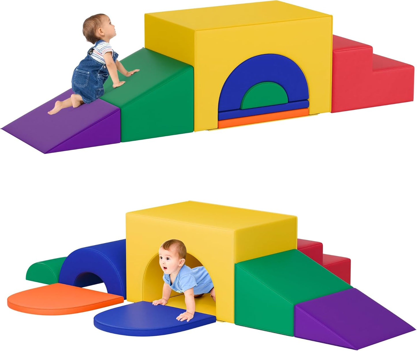Soft Foam Climbing Blocks Set for Toddlers - 5-in-1 Play Fun