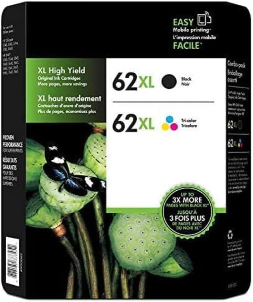 Genuine 62Xl High Yield Black and Tri-Color Inkjet Cartridges Kit