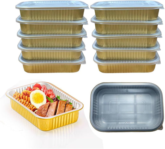 SuiXinCook 10-Pack Heavy Duty 2LB Small Foil Pans: Microwave & Oven Safe, Takeaway Food Container