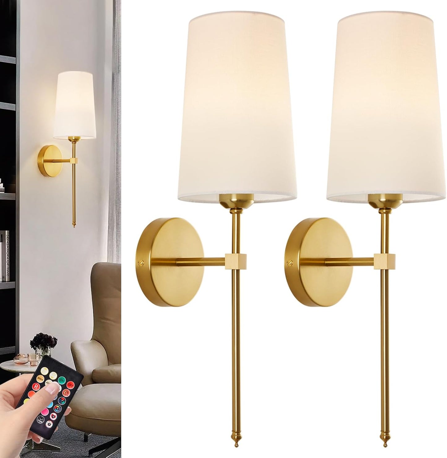 Battery Operated Wall Sconces with Remote Control for Home