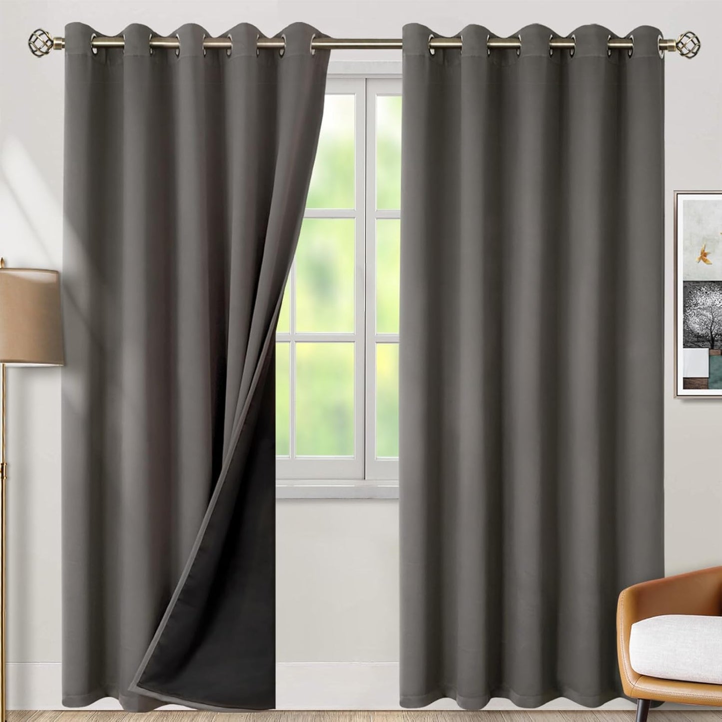BGment Grey Blackout Curtains 84 Inches Long for Living Room