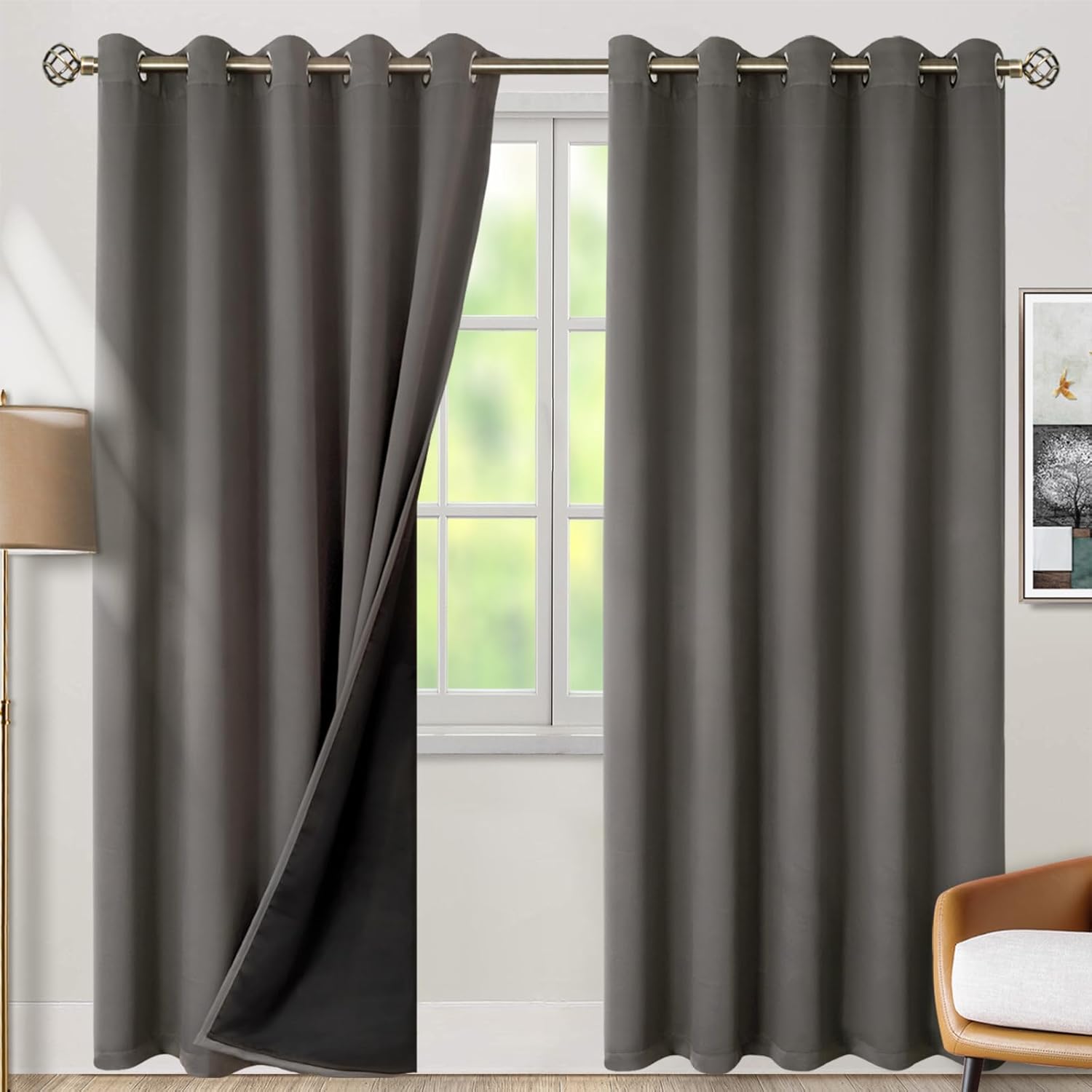 BGment Grey Blackout Curtains 84 Inches Long for Living Room