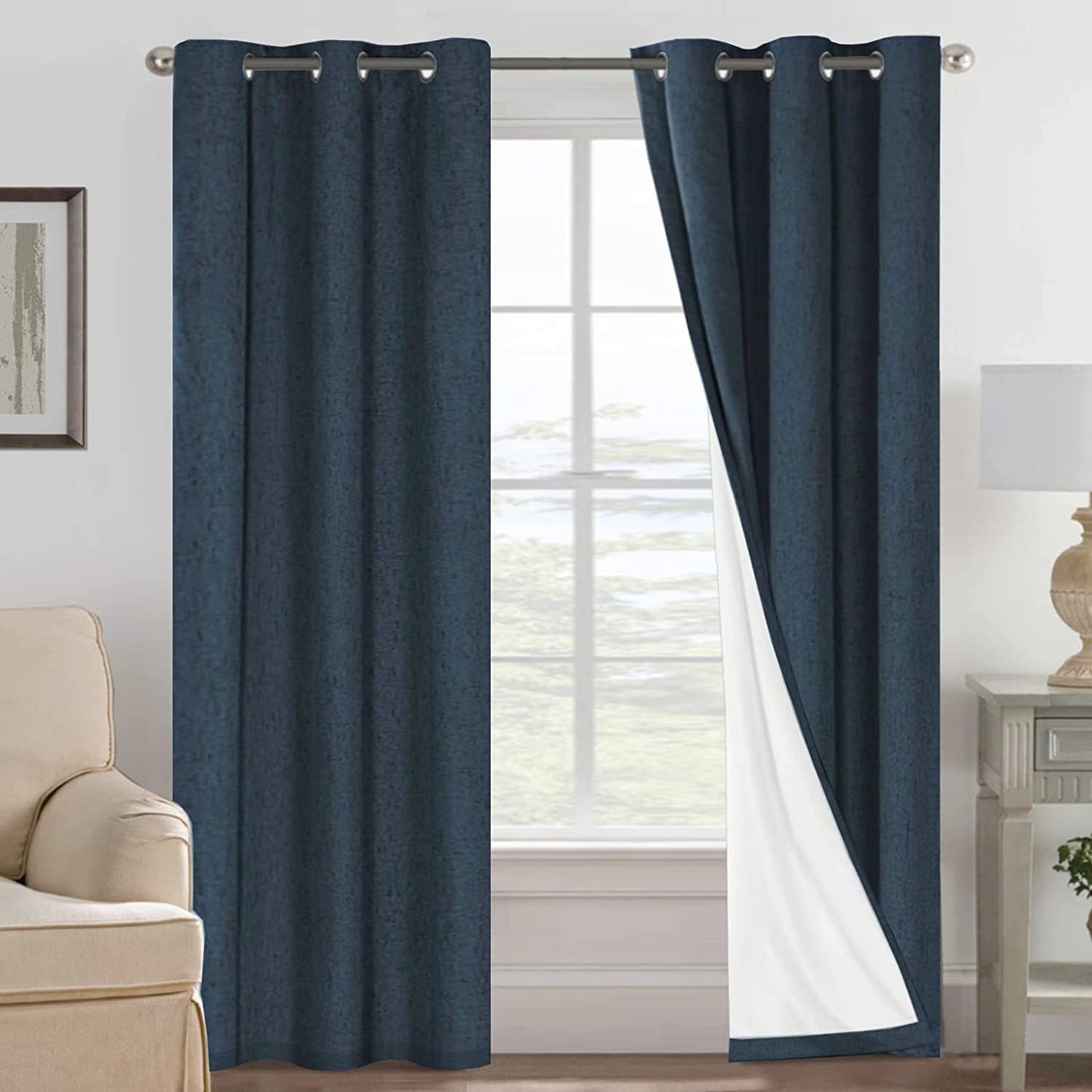 H.VERSAILTEX Primitive Linen Blackout Curtains for Living Room