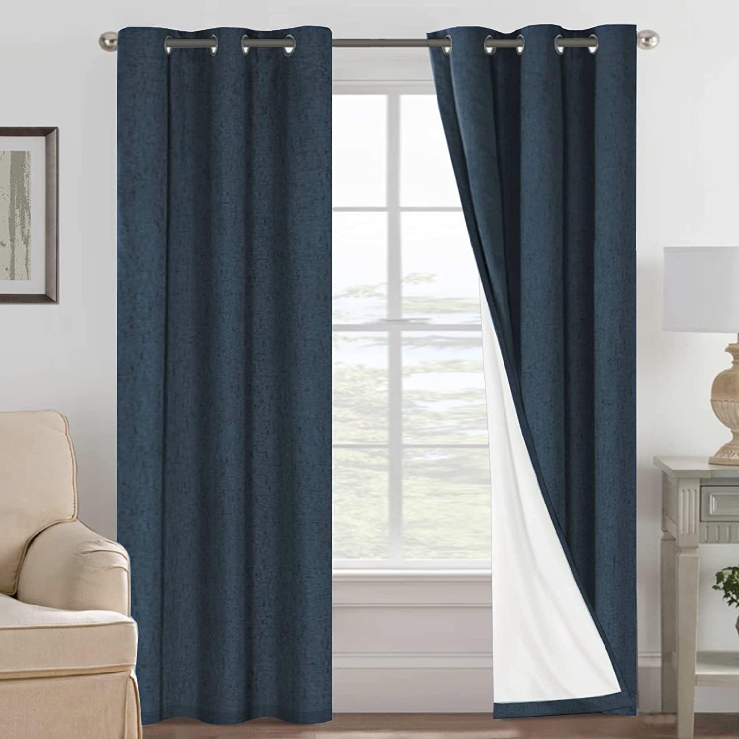H.VERSAILTEX Primitive Linen Blackout Curtains for Living Room