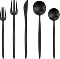 40-Piece Black Silverware Set for 8 - Matte Satin Flatware Set