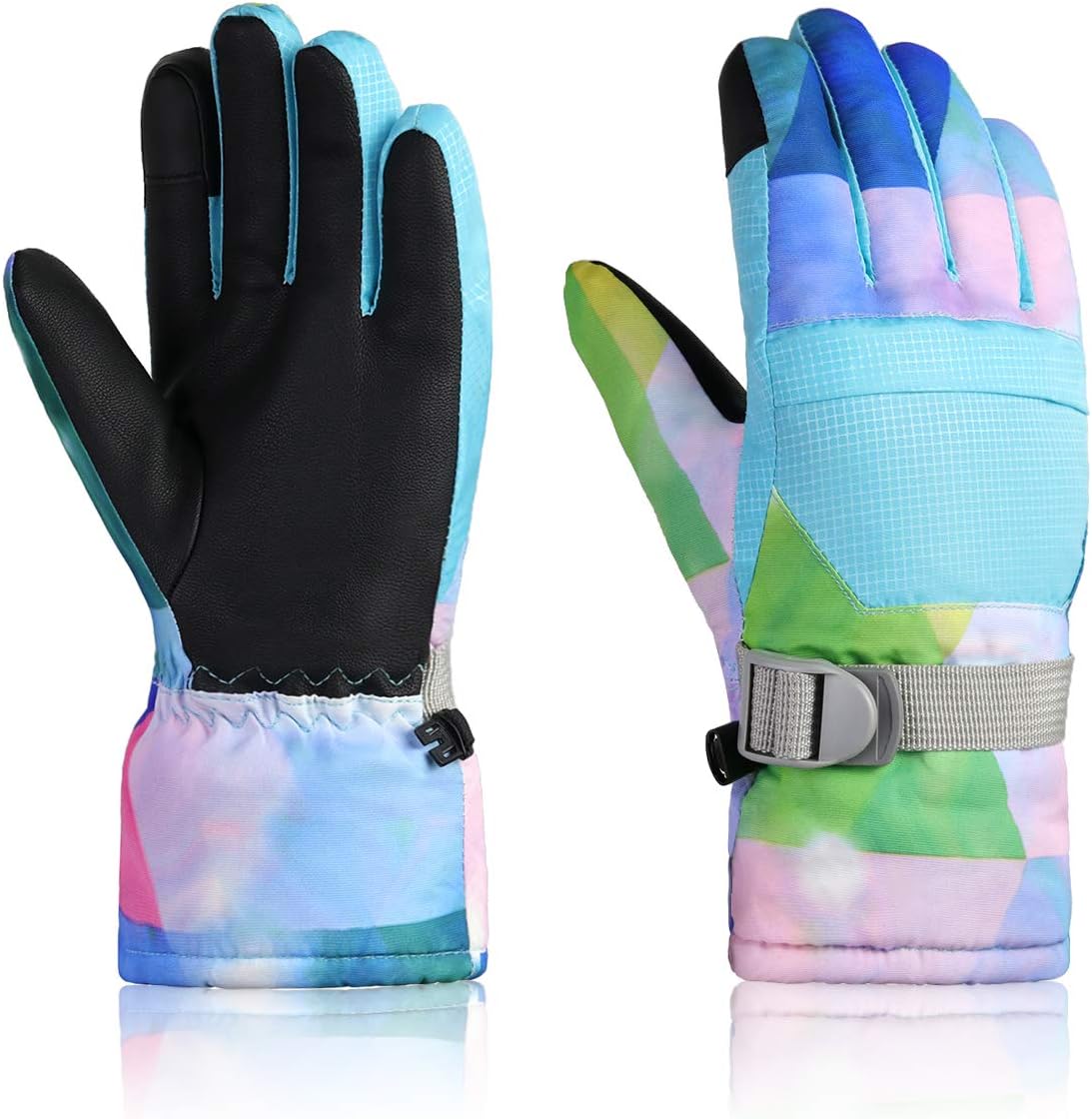 Waterproof Touch Screen Ski Gloves - Light Blue