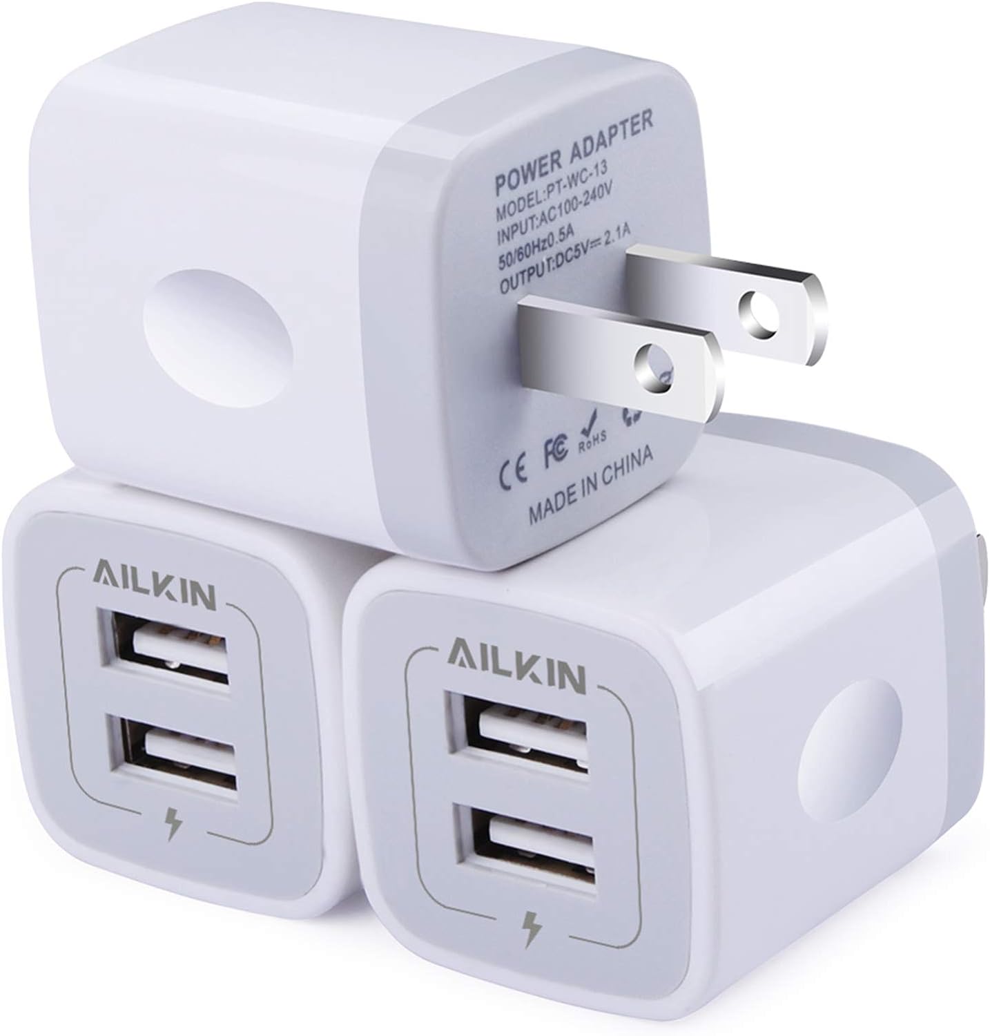 Fast Charge Trio: AILKIN 5V/2.1A 2-Port USB Wall Charger