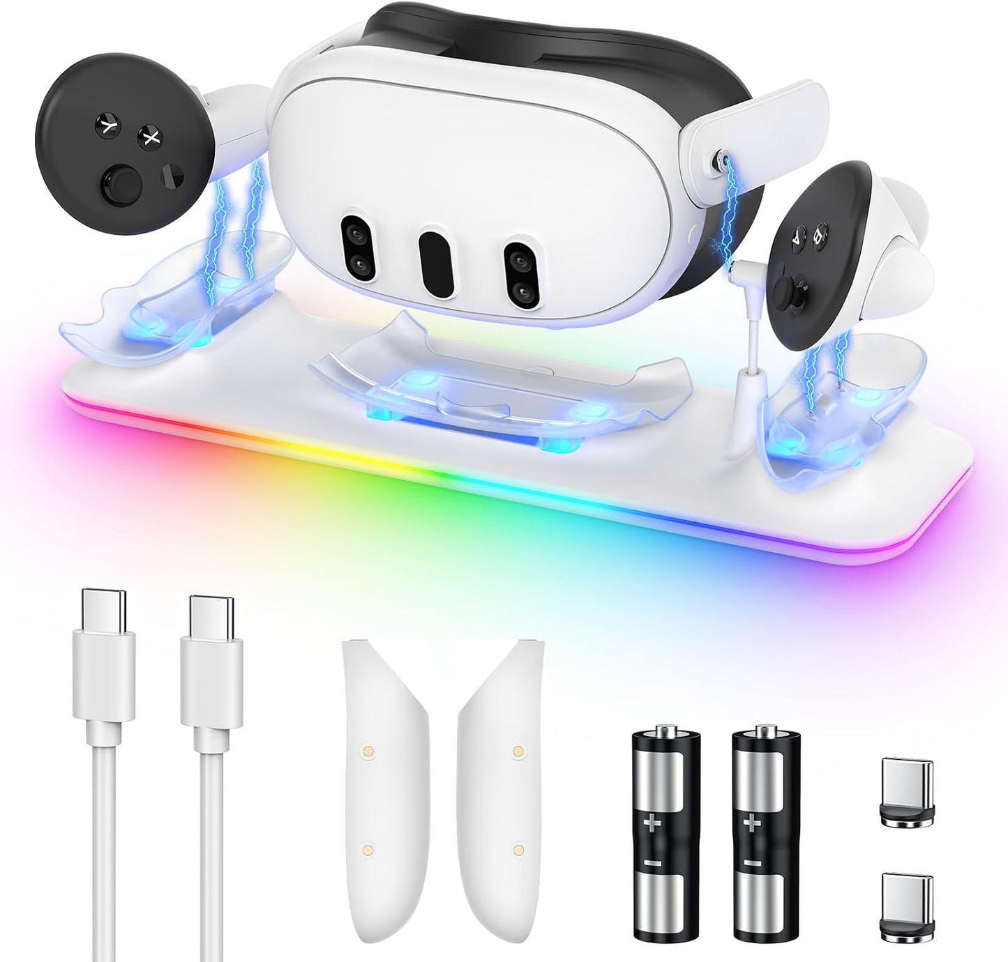 Fast Charging Dock for Meta Quest 3S/3 with RGB Light Features