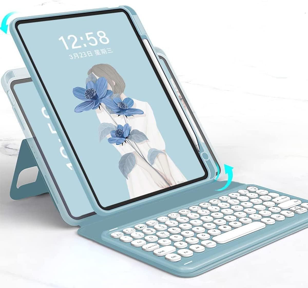 Magnetic Detachable BT Keyboard for iPad Air5/Air4/Pro11 - Misty Blue