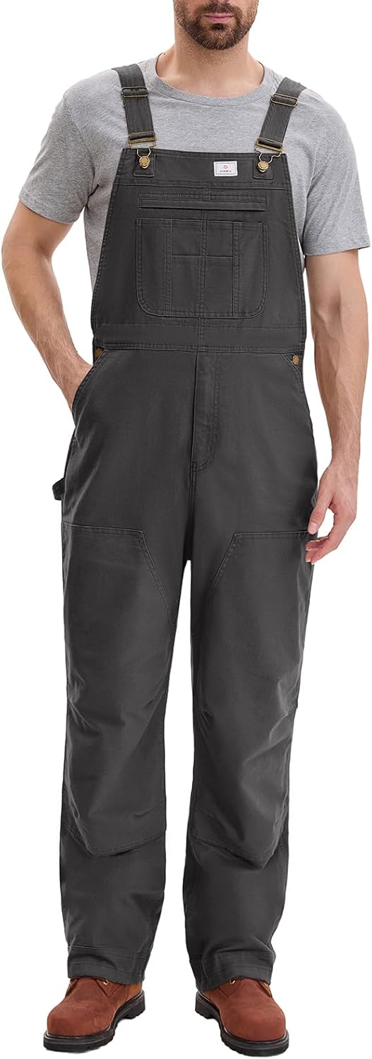 HISEA Flex Canvas Overalls for Men: Durable Workwear with Pockets
