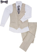 Boys Linen Suits for Kids Summer Slim Fit 3 Piece Beach (Style CZQ1)