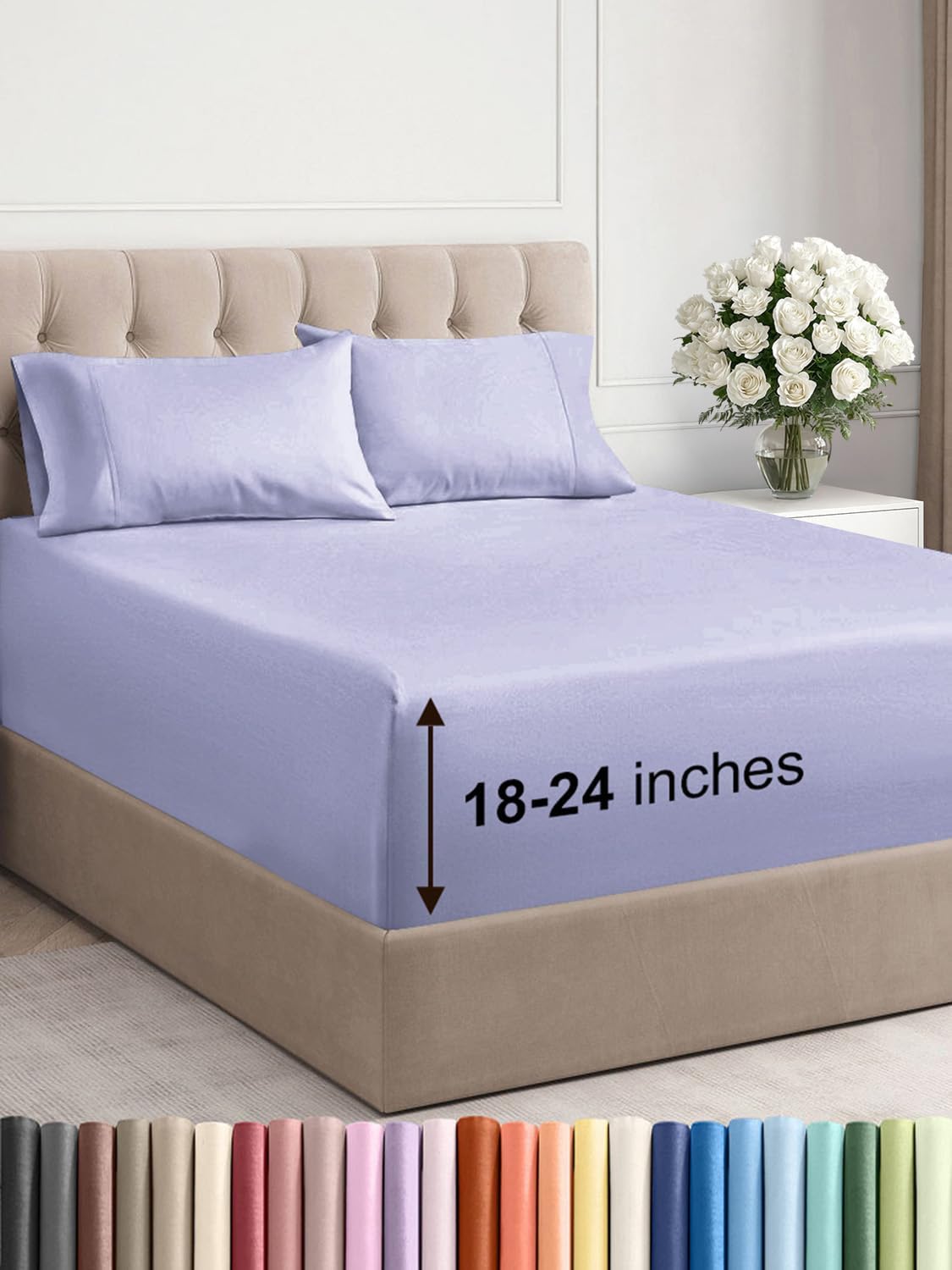 Extra Deep Pocket Queen Sheet Set - Soft & Cooling Lavender Sheets