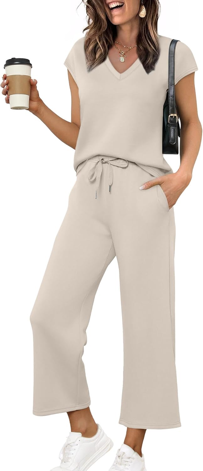 Saloogoe Two Piece Sets for Women Summer Outfits Lounge Sets