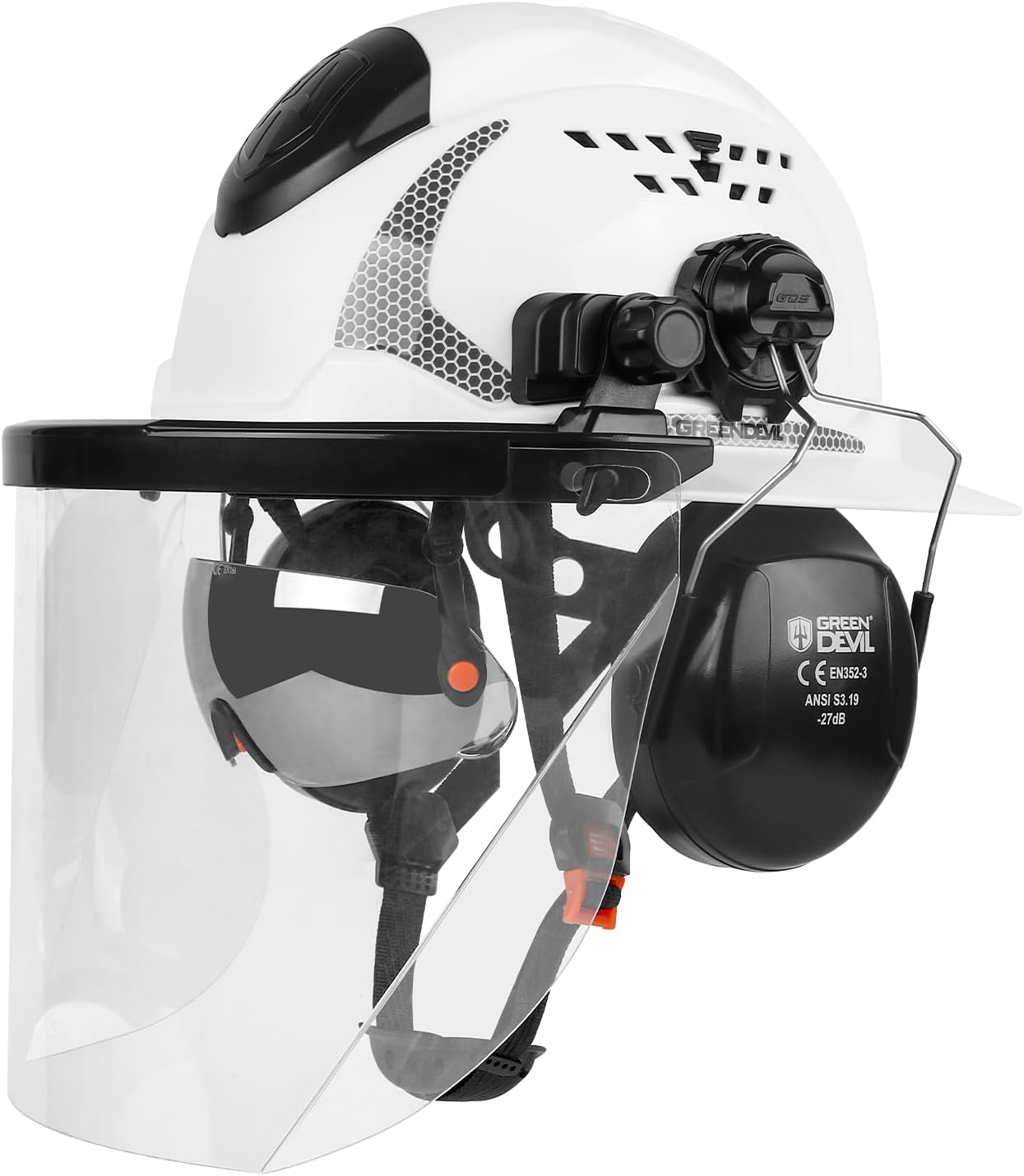 GREEN DEVIL Chainsaw Helmet with Face Shield and Ear Muffs