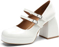 Platform Mary Jane Heels for Women - Y2K Double Strap Chunky Heel