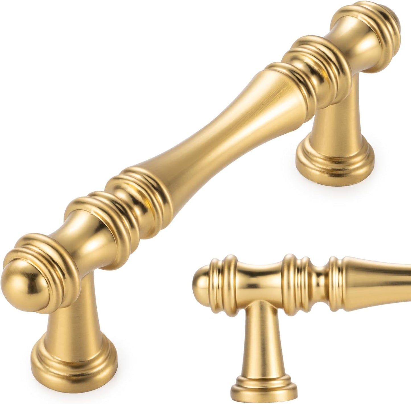 Brushed Gold Kitchen Cabinet Handles - 10 Pack of 3 Inch Pulls