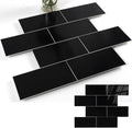 10-Sheet Polished Black Peel and Stick Backsplash - Ceramic Look Tiles