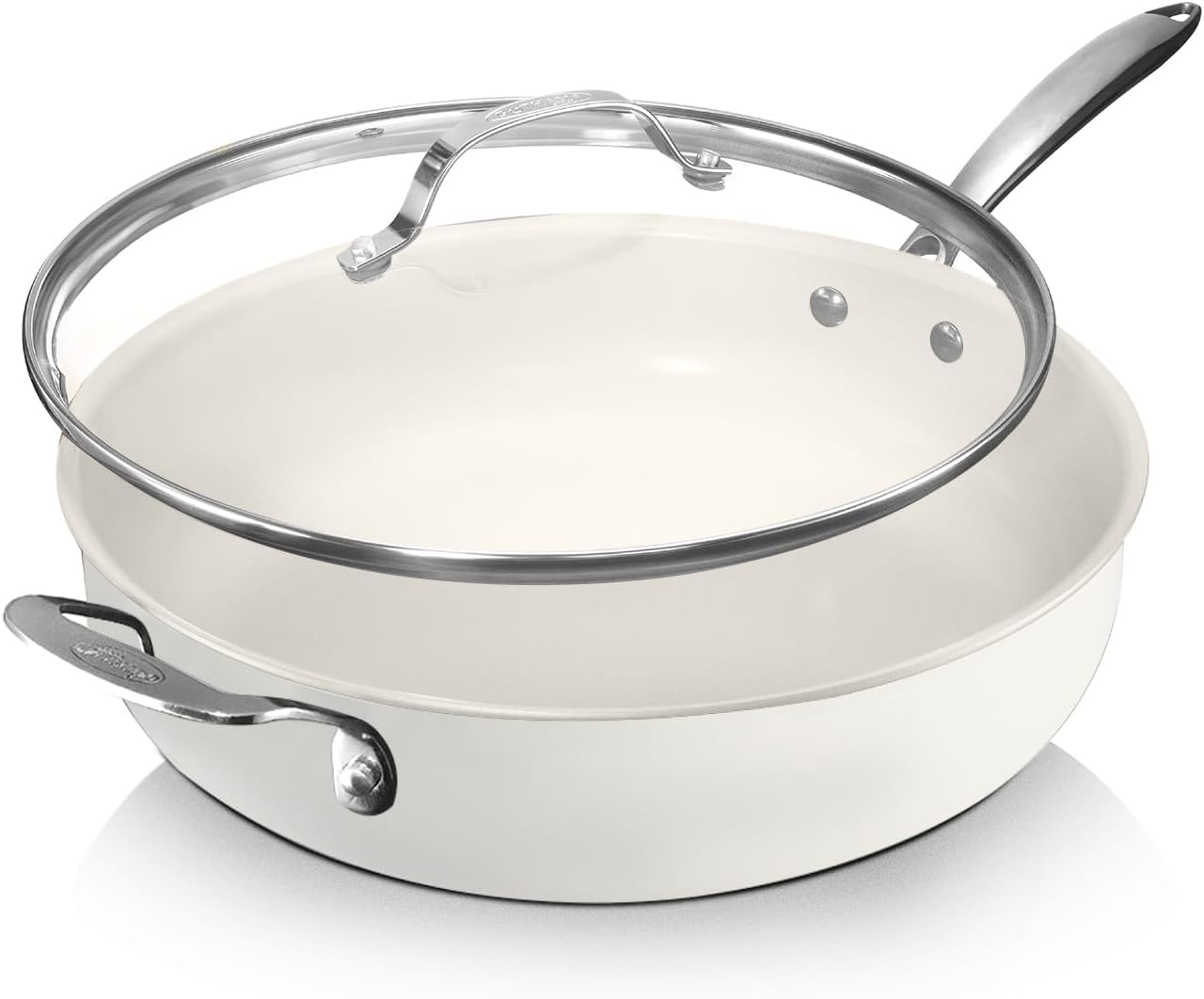 GOTHAM STEEL 5.5 Qt Saute Pan with Lid - Nonstick Deep Frying Pan