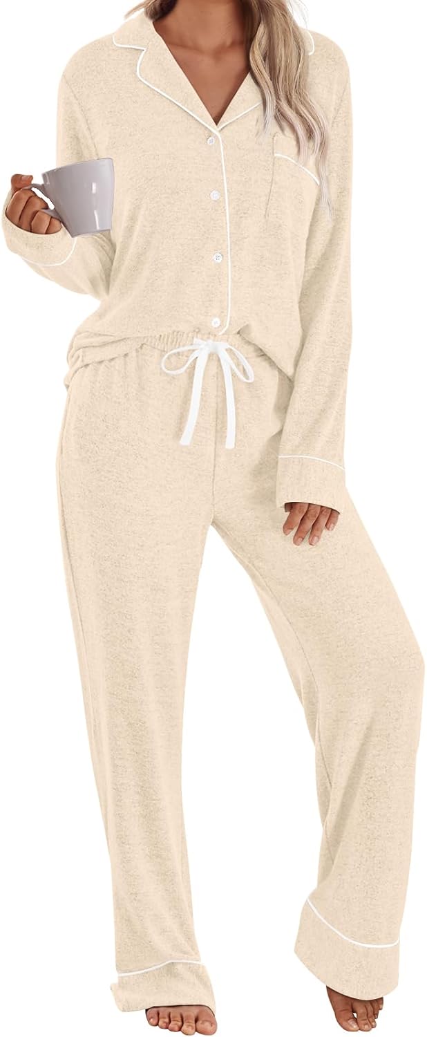 LILLUSORY Womens Pajamas Sets Long Sleeve Lounge Warm Sleepwear