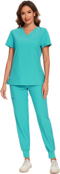 COZYFIT Scrubs for Women Set - Stretch V-Neck Top (Style 4D58)