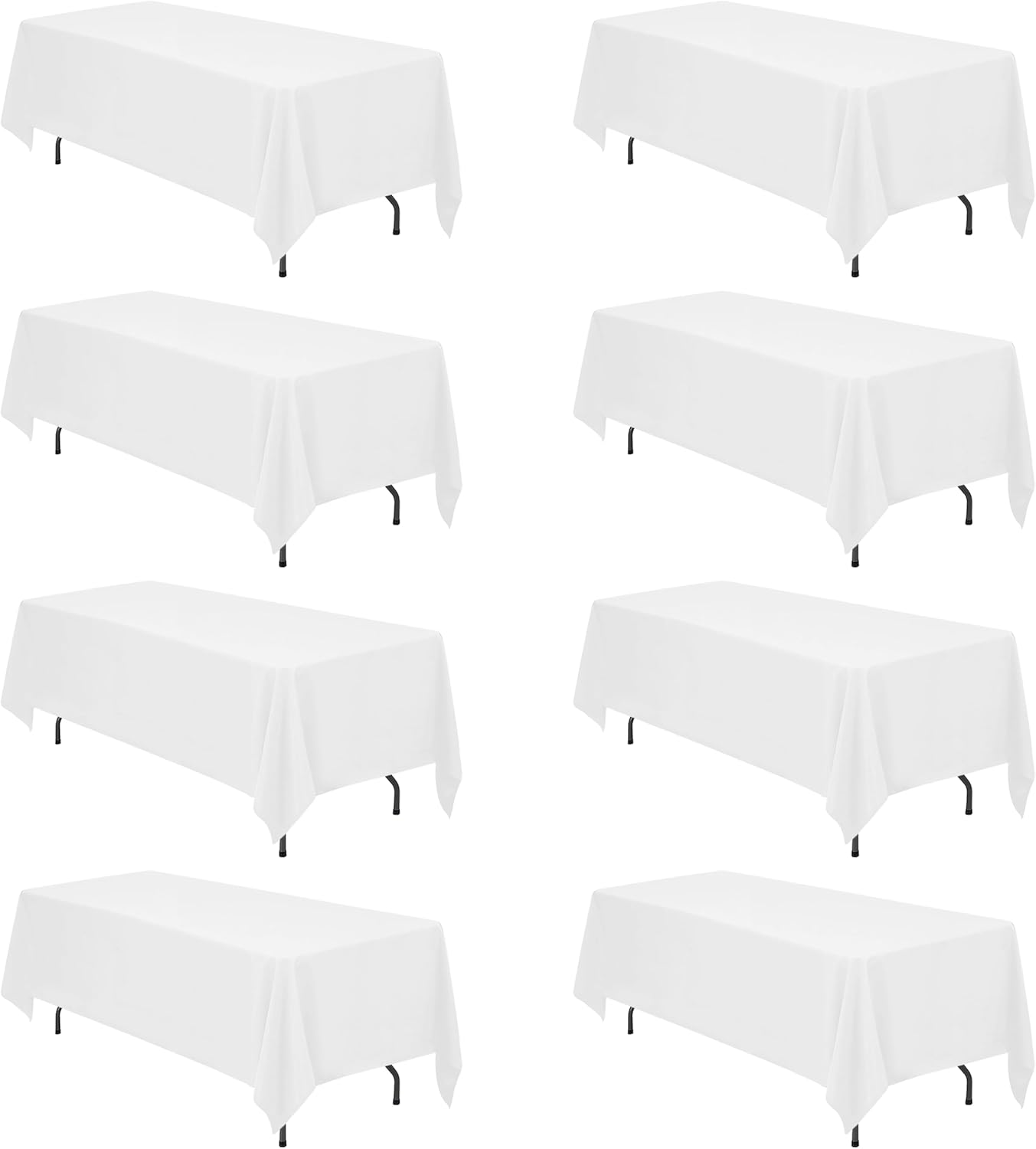 Premium 8 Pack White Tablecloths for 6ft or 8ft Tables