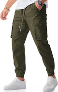 Men's Cargo Joggers Pants Stretch Elastic Waist Drawstring Tapered be
