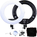 18 in LED Ring Light FD-480II Dimmable Bi-Color 96W - Bright, Portable