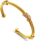 QIAOZILI Twisted Cable Cuff - Stylish Stainless Steel Bracelet